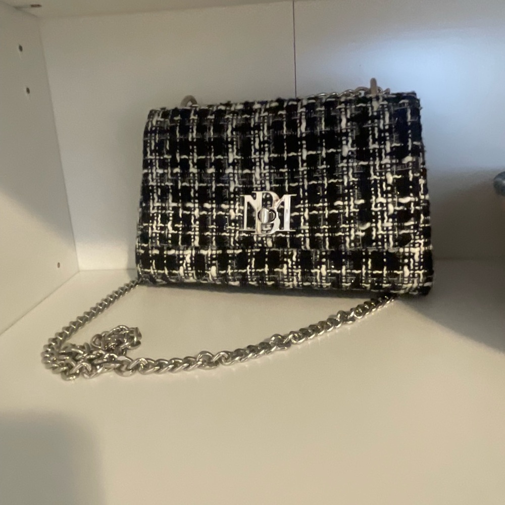 BM shoulder purse. Black and white.